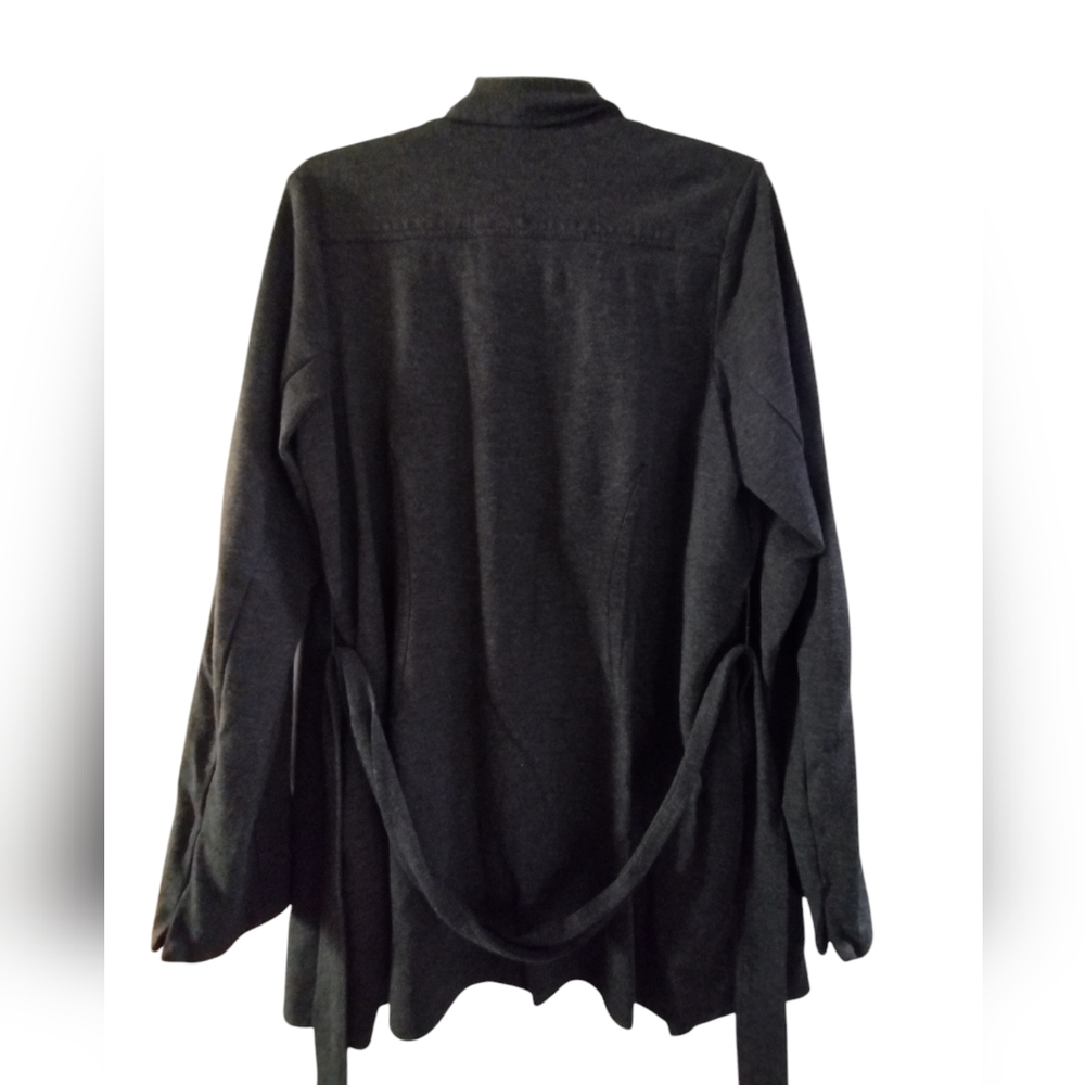 EUC Beautiful Black tie open front great cardigan jacket with pockets Size Large - Picture 2 of 6